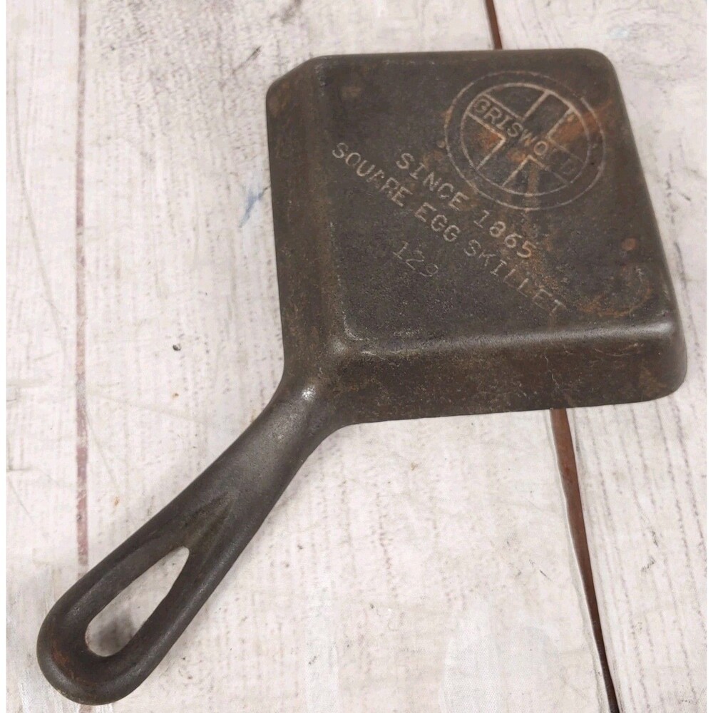 VINTAGE Griswold #129 Cast Iron Egg Skillet Pan Square - USED Unseasoned VTG